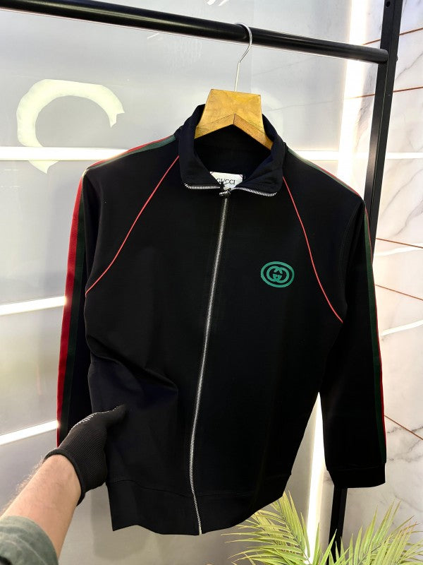 Gucc i Imported Black Embossed Logo Super Premium Track Suit With Brand Carry Bag F2238-BL