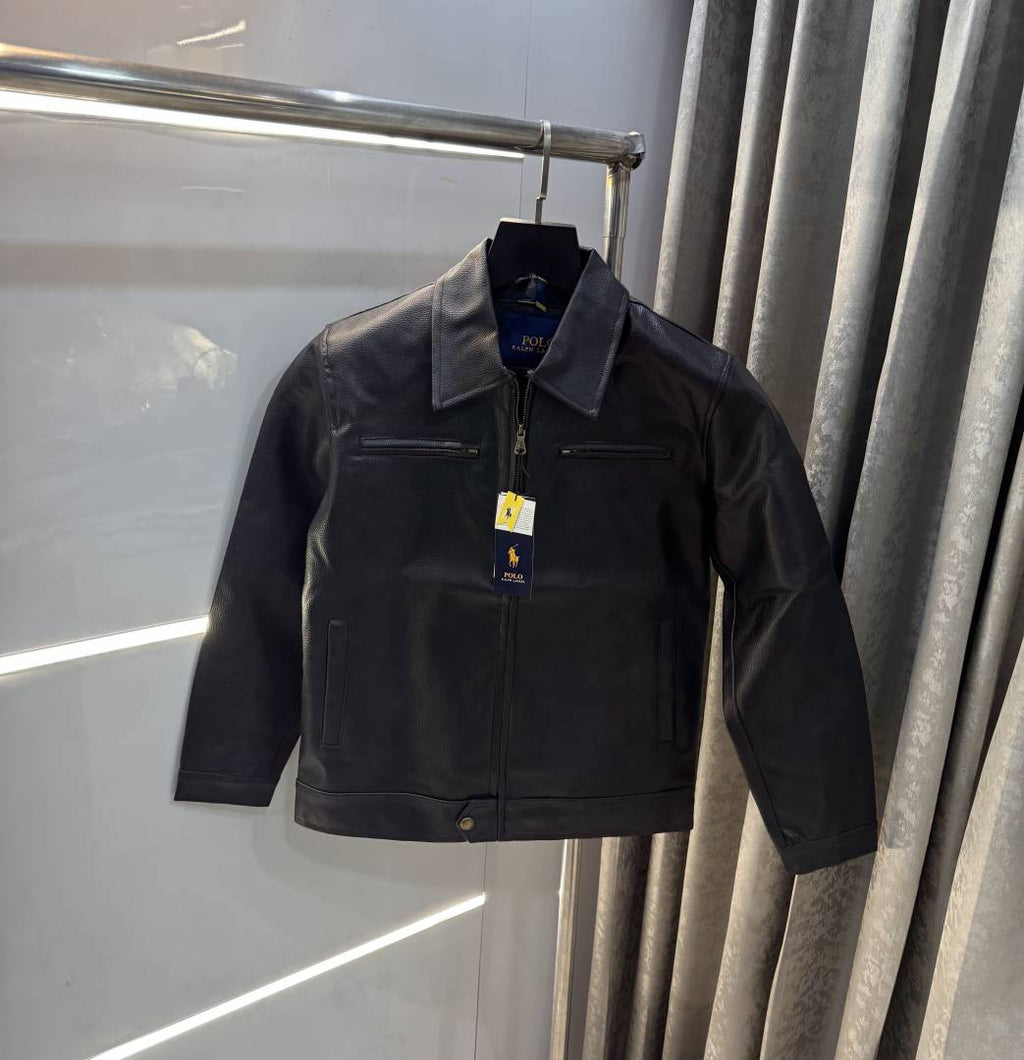 Ralp h Laure n Black Premium Imported leather Jacket