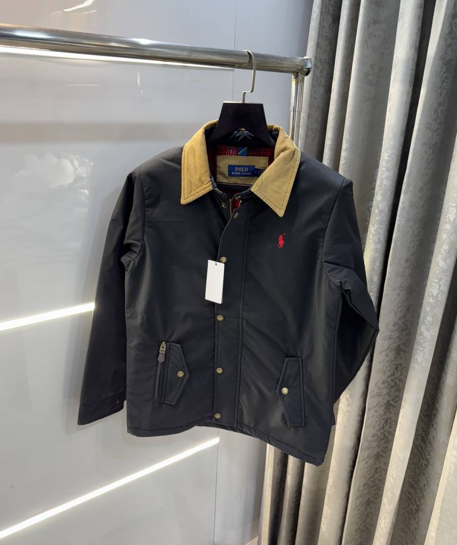 Ralp h Laure n Black Imported Classic Bomber Jacket