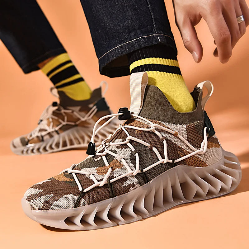 CUBICS Luxury Vortex Pivoted Dynamics Sneakers - Beige