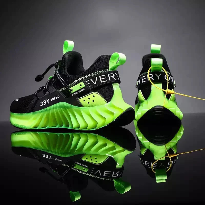 CUBICS Luxury Vortex Pivoted Dynamics Sneakers - Black Neon