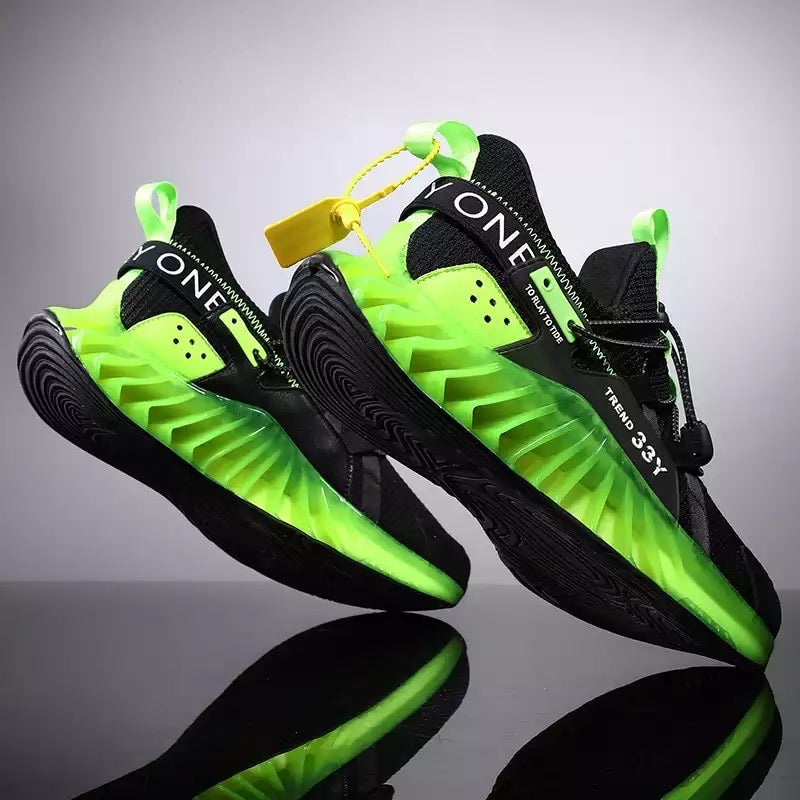 CUBICS Luxury Vortex Pivoted Dynamics Sneakers - Black Neon