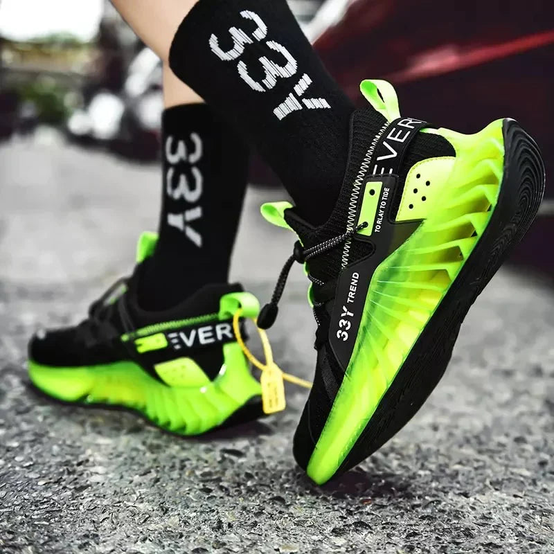 CUBICS Luxury Vortex Pivoted Dynamics Sneakers - Black Neon