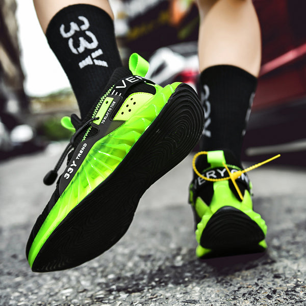 CUBICS Luxury Vortex Pivoted Dynamics Sneakers - Black Neon
